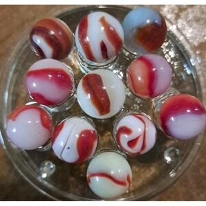 Lot Of 11 Estate Sale Marbles  Reds 1 UV Reactive
